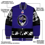 customized baltimore ravens skull center purple black varsity jacket best selling