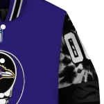 customized baltimore ravens skull center purple black varsity jacket best selling