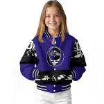 customized baltimore ravens skull center purple black varsity jacket best selling