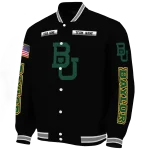 customized baylor bears american flag skull black varsity jacket best selling
