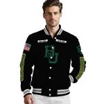 customized baylor bears american flag skull black varsity jacket best selling