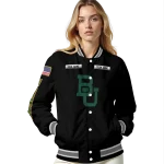 customized baylor bears american flag skull black varsity jacket best selling