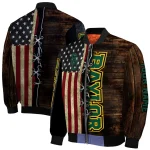 customized baylor bears flag wood brown bomber jacket best selling