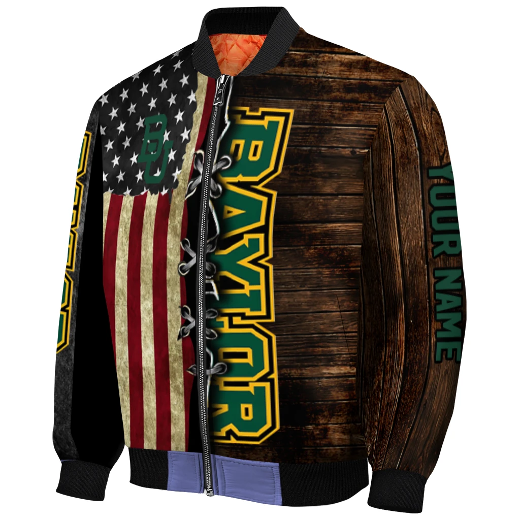 customized baylor bears flag wood brown bomber jacket fashion forward customized baylor bears flag wood brown bomber jacket fashion forward