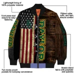 customized baylor bears flag wood brown bomber jacket best selling