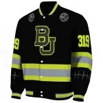 customized baylor bears heartbeat accent black green varsity jacket best selling