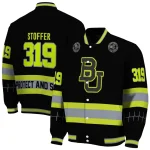 customized baylor bears heartbeat accent black green varsity jacket best selling