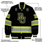 customized baylor bears heartbeat accent black green varsity jacket best selling