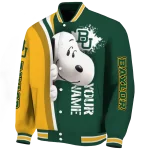 customized baylor bears snoopy head green varsity jacket best selling