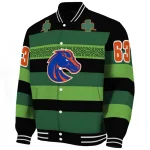 customized boise state broncos clover green lines green black varsity jacket best selling