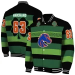 customized boise state broncos clover green lines green black varsity jacket best selling