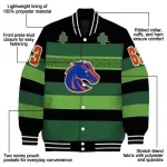 customized boise state broncos clover green lines green black varsity jacket best selling