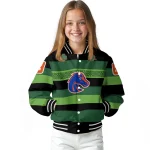 customized boise state broncos clover green lines green black varsity jacket best selling