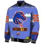 customized boise state broncos mario blocks blue black varsity jacket best selling