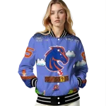 customized boise state broncos mario blocks blue black varsity jacket best selling