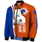 customized boise state broncos snoopy head orange bomber jacket best selling