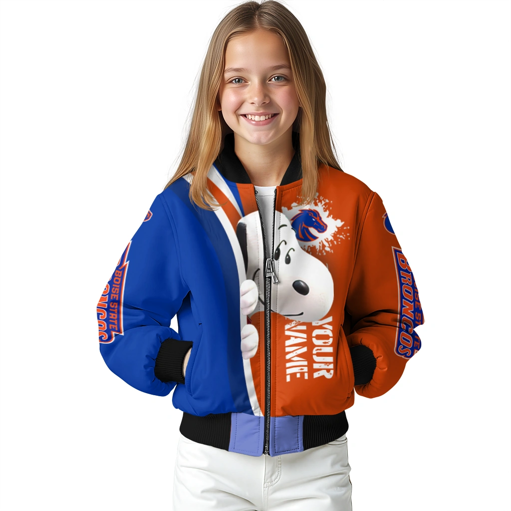 customized boise state broncos snoopy head orange bomber jacket top rated customized boise state broncos snoopy head orange bomber jacket top rated
