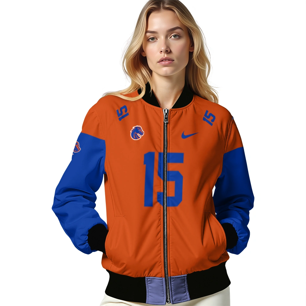 customized boise state broncos team patch orange bomber jacket latest model customized boise state broncos team patch orange bomber jacket latest model
