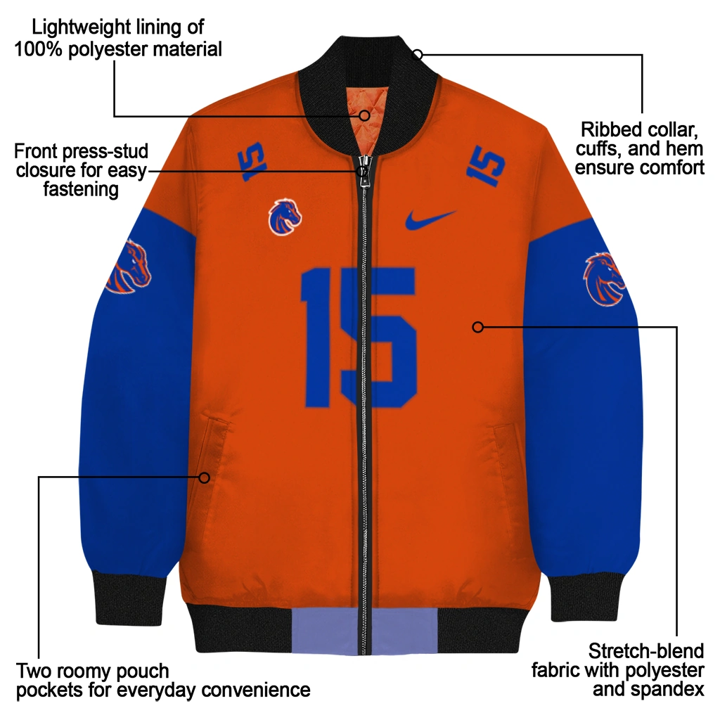 customized boise state broncos team patch orange bomber jacket new arrival customized boise state broncos team patch orange bomber jacket new arrival