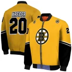 customized boston bruins chevron style gold bomber jacket best selling