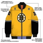 customized boston bruins chevron style gold bomber jacket best selling