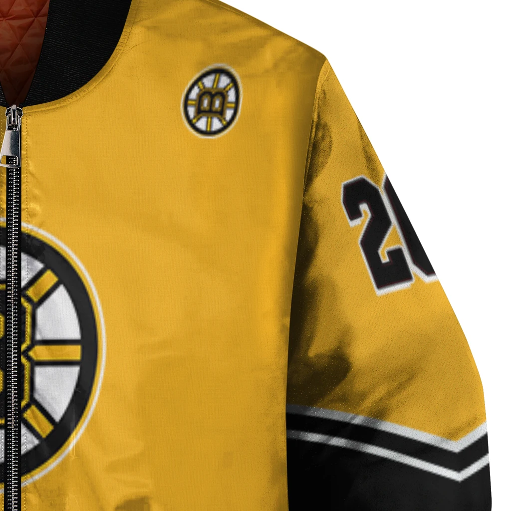 customized boston bruins chevron style gold bomber jacket premium grade customized boston bruins chevron style gold bomber jacket premium grade