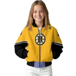 customized boston bruins chevron style gold bomber jacket best selling