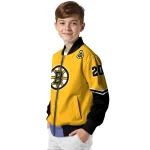 customized boston bruins chevron style gold bomber jacket best selling