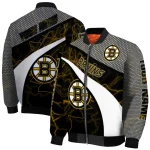 customized boston bruins electric flash gold bomber jacket best selling