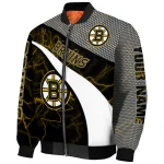 customized boston bruins electric flash gold bomber jacket best selling