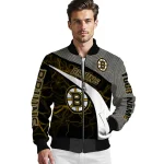 customized boston bruins electric flash gold bomber jacket best selling
