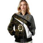 customized boston bruins electric flash gold bomber jacket best selling