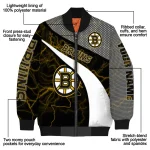 customized boston bruins electric flash gold bomber jacket best selling