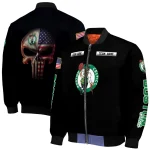 customized boston celtics american flag skull black bomber jacket best selling