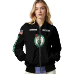 customized boston celtics american flag skull black bomber jacket best selling
