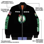 customized boston celtics american flag skull black bomber jacket best selling