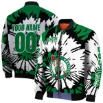 customized boston celtics burst splatter green bomber jacket best selling