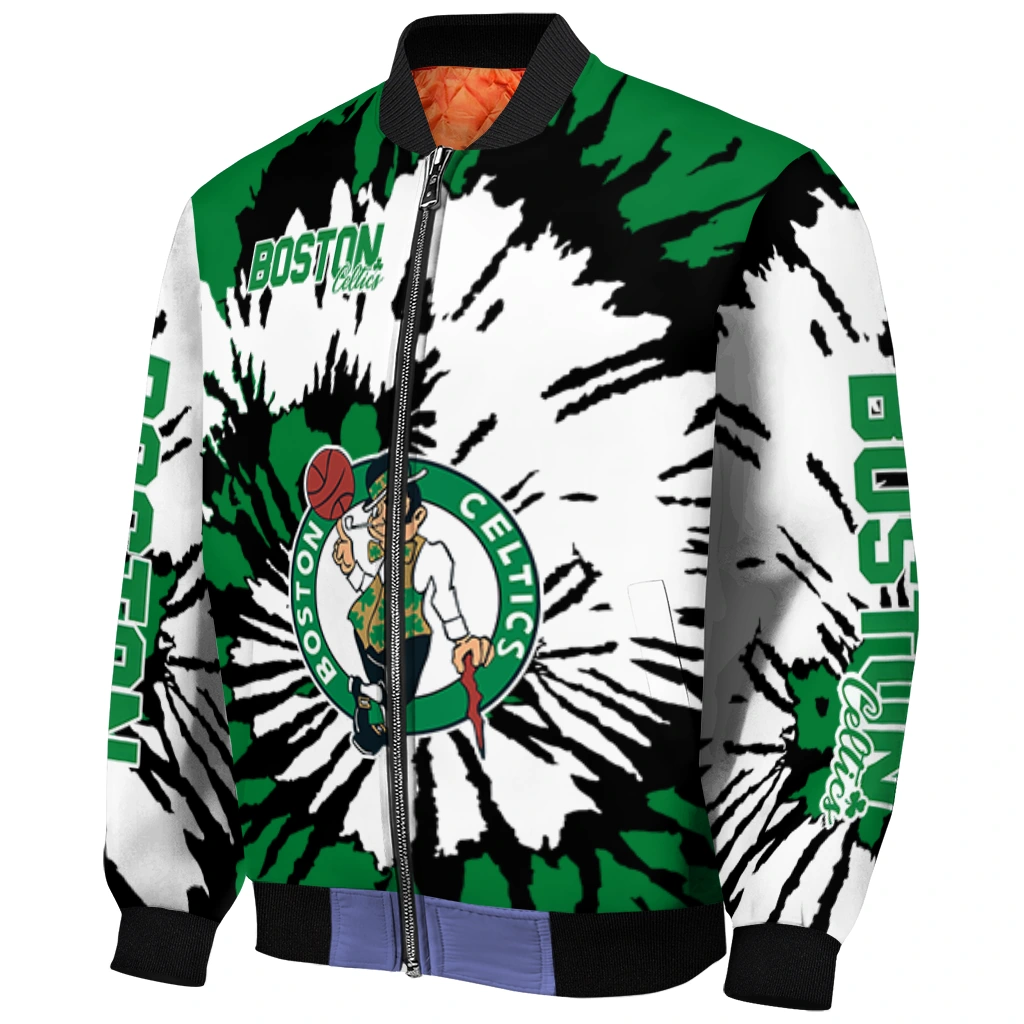 customized boston celtics burst splatter green bomber jacket fashion forward customized boston celtics burst splatter green bomber jacket fashion forward