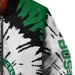 customized boston celtics burst splatter green bomber jacket best selling