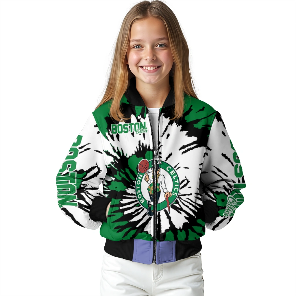 customized boston celtics burst splatter green bomber jacket top rated customized boston celtics burst splatter green bomber jacket top rated