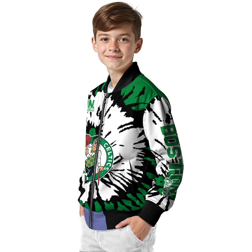 customized boston celtics burst splatter green bomber jacket trendy customized boston celtics burst splatter green bomber jacket trendy