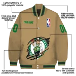 customized boston celtics claw opening beige varsity jacket best selling