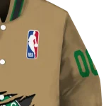 customized boston celtics claw opening beige varsity jacket best selling