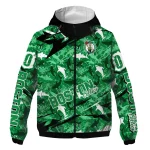 customized boston celtics shark art green windbreaker jacket best selling