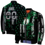 customized boston celtics star stripes green black bomber jacket best selling