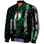 customized boston celtics star stripes green black bomber jacket best selling