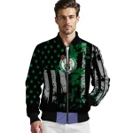 customized boston celtics star stripes green black bomber jacket best selling