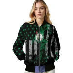 customized boston celtics star stripes green black bomber jacket best selling