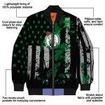 customized boston celtics star stripes green black bomber jacket best selling