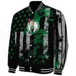 customized boston celtics star stripes green black varsity jacket best selling